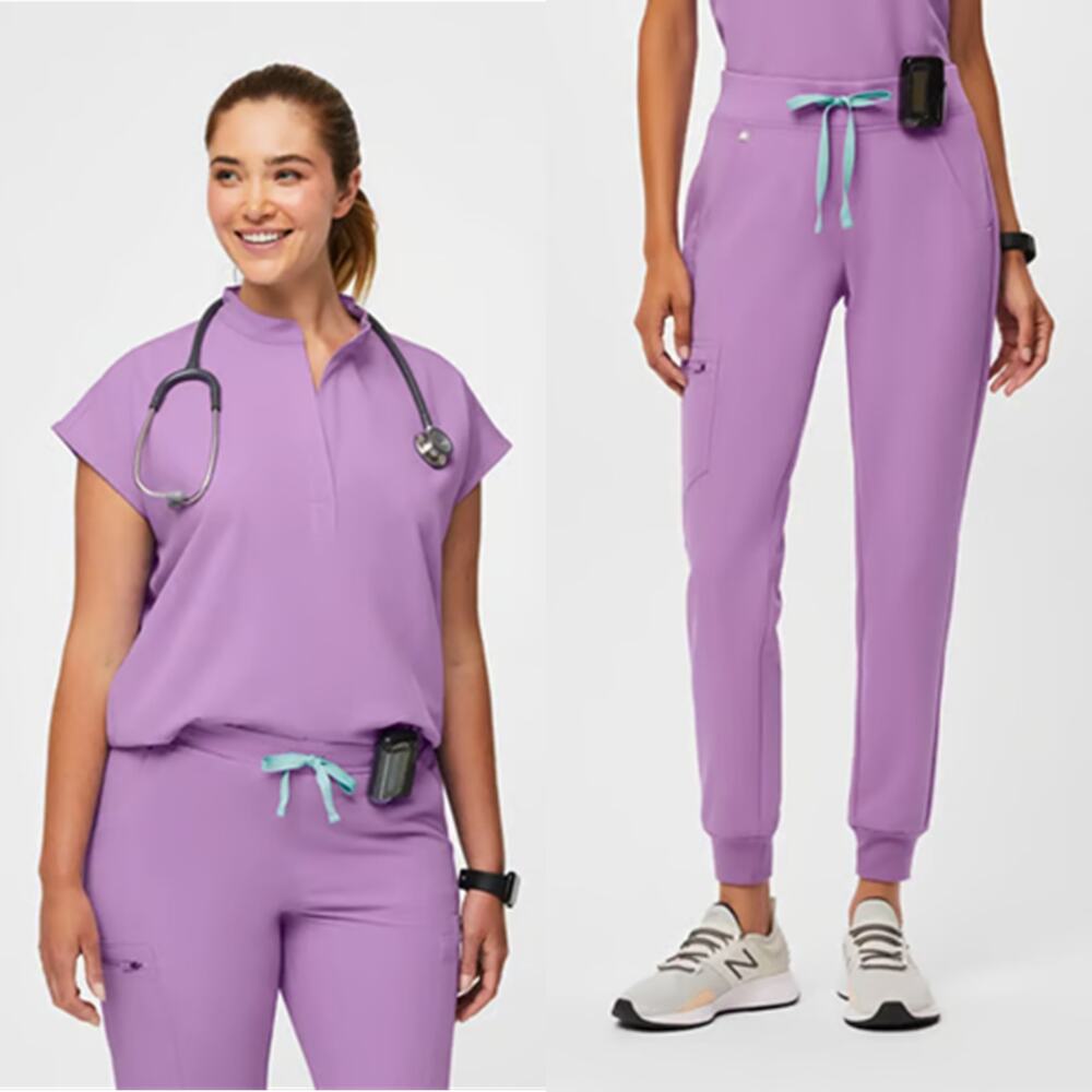 Figs Rafaela Oversized Top & Zamora Jogger Scrub Set Lilac Dawn Size XS/XXS